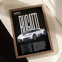 Póster de superdeportivo B-Bugatti, pegatinas, pintura mural, calcomanías de pared HD para dormitorio, sala de estar, decoración autoadhesiva para el hogar, regalo