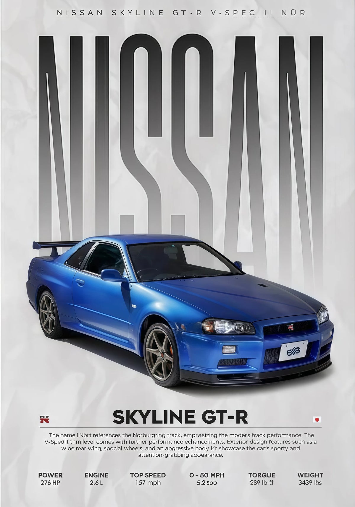 Póster Nissan GT-R R34 (Arte 34)