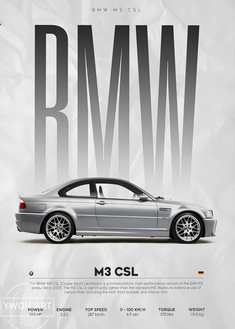 Póster BMW M3 CSL (Arte 07)