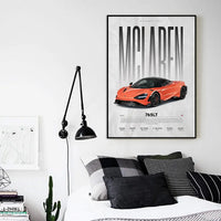 Pintura en lienzo de coches famosos modernos W16 750S, arte de pared, impresiones de carteles de coches deportivos de lujo a la moda para sala de estar, regalo de decoración del hogar
