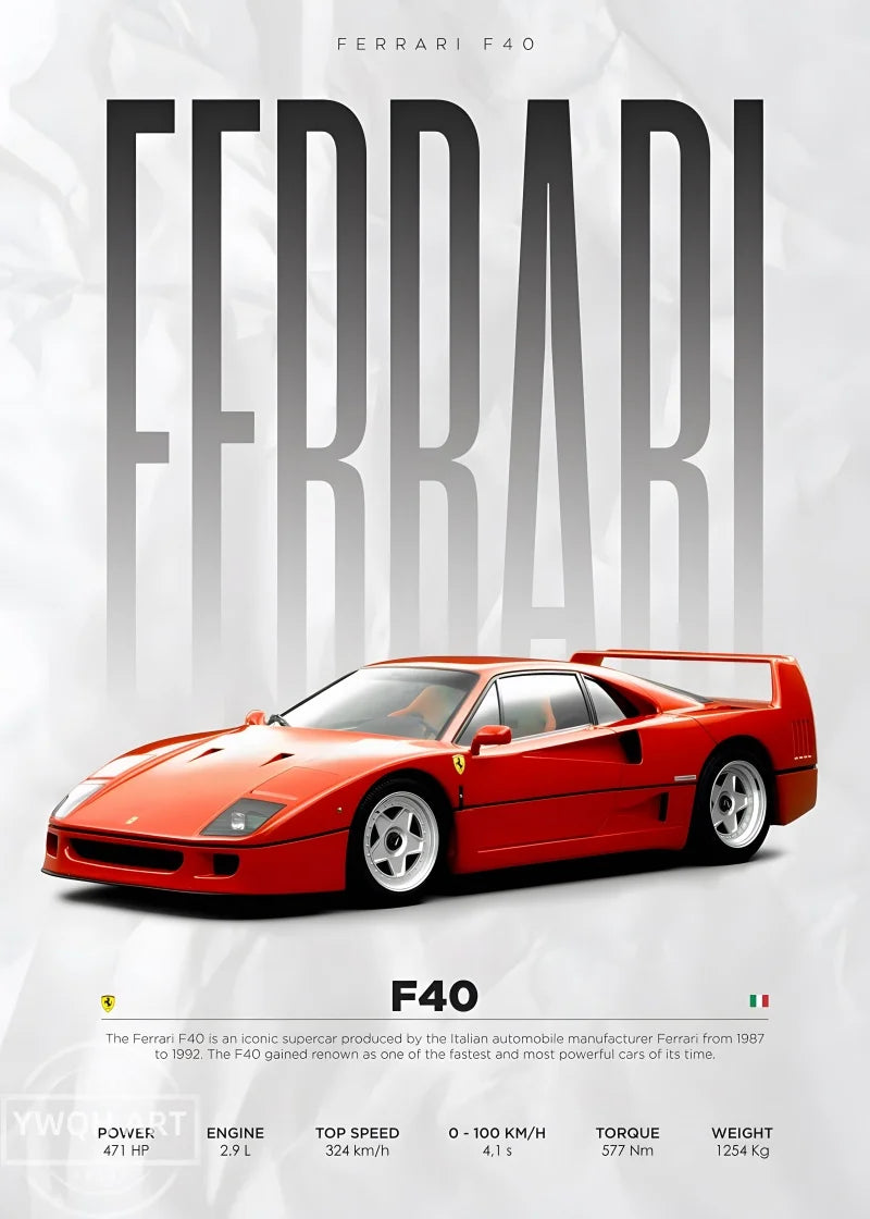 Póster Ferrari F40 (Arte 18)