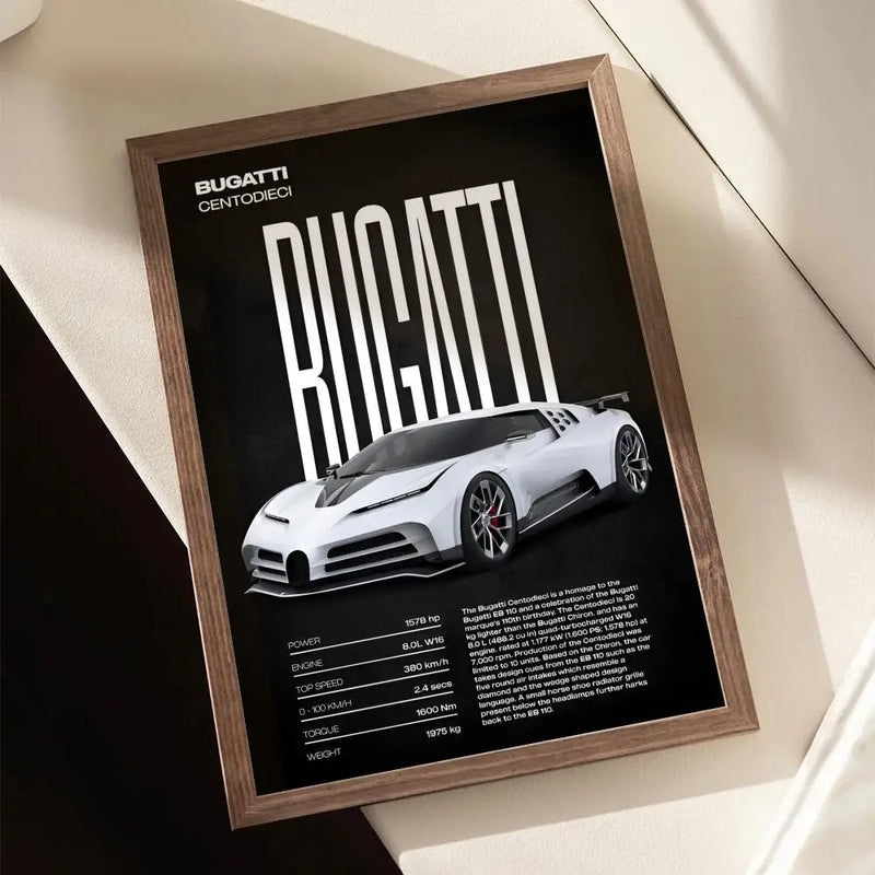 Póster de superdeportivo B-Bugatti, pegatinas, pintura mural, calcomanías de pared HD para dormitorio, sala de estar, decoración autoadhesiva para el hogar, regalo